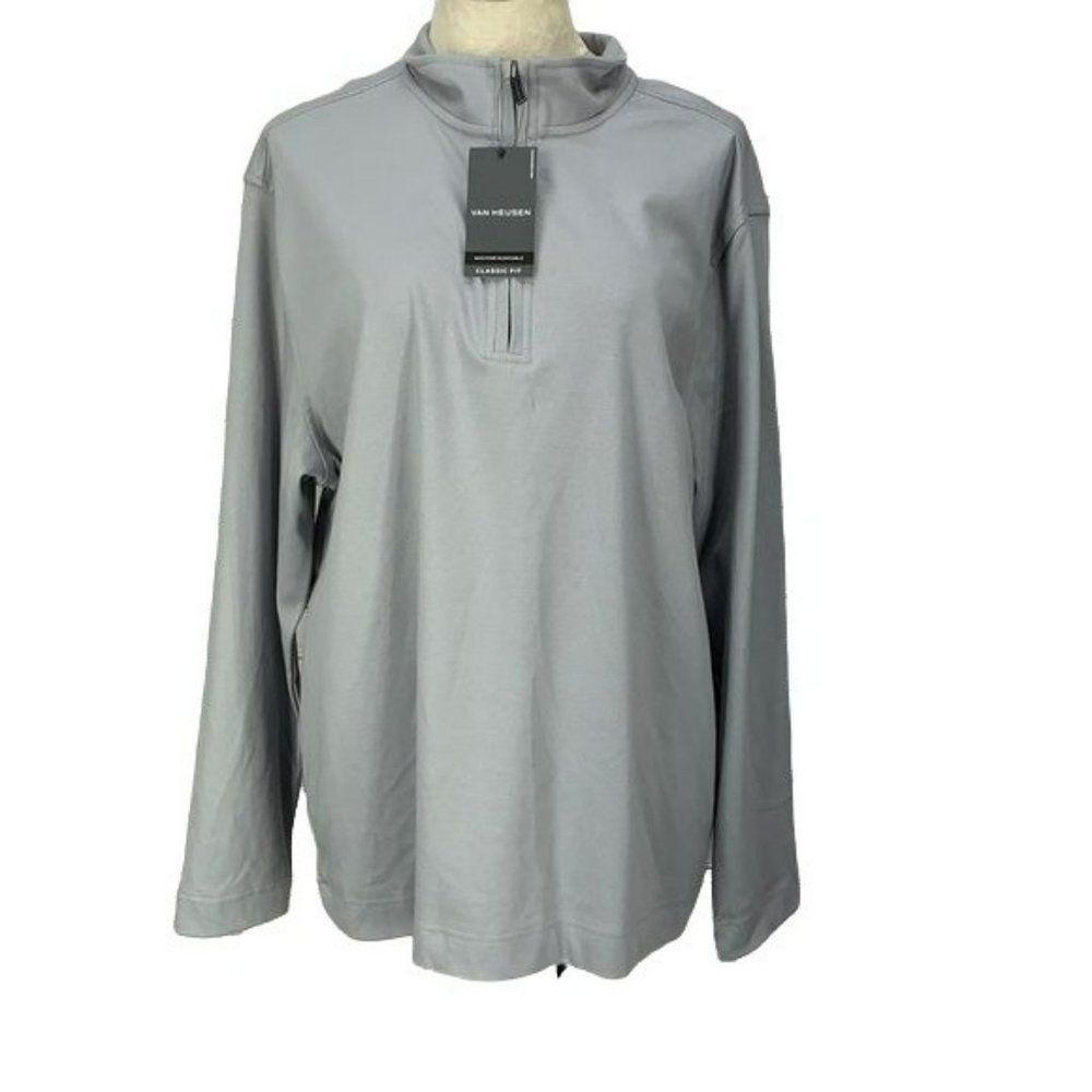 Van Heusen Men's NEW Gray Long Sleeve Pullover Shirt Size‎ XL